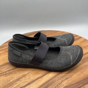 Keen Lorelia Mary Jane Flats Womens Size 8 Gray Black Canvas Strap Comfort